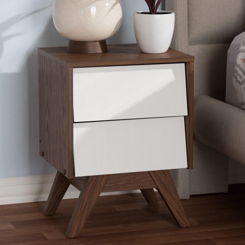 Baxton Studio Brighton Mid-Century Modern White and Walnut Wood 3